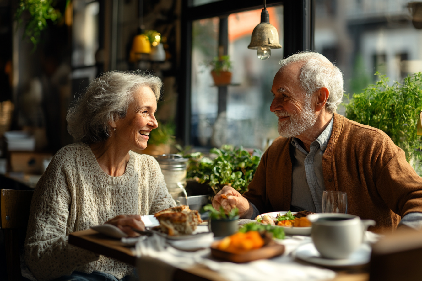Міжпоколінна родина разом за обіднім столом з здоровою їжею